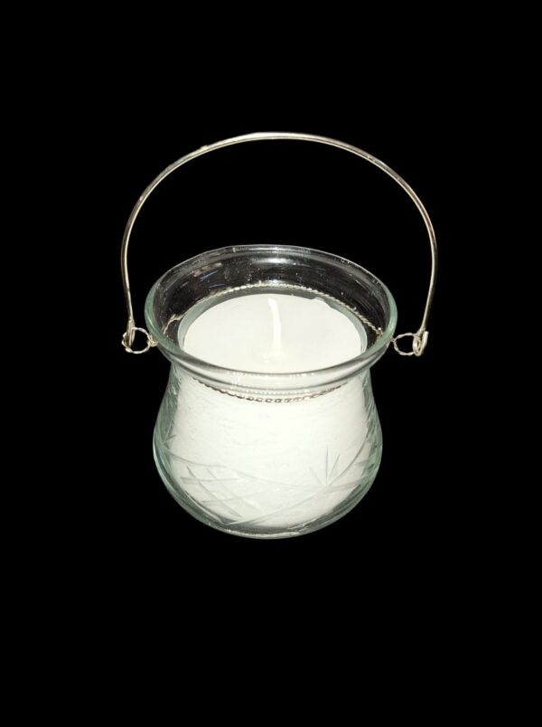 MACETA LABRADA COLGANTE C/ VELA SIN AROMA