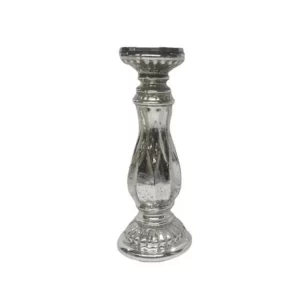 CANDELABRO DE VIDRIO SILVER CON PLATO